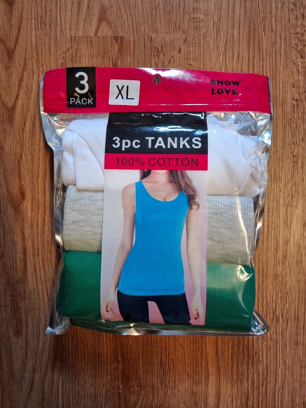 Snow Love Brand New 3 Pack Ribbed Tank Tops XL White Gray Green